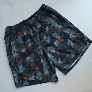 Patagonia Men's Leaf Print Swim Shorts - Blue and Orange